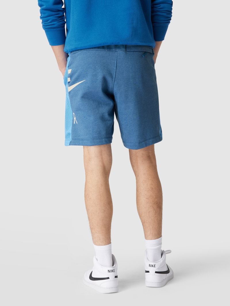 Sweatshorts mit Label-Print in blau