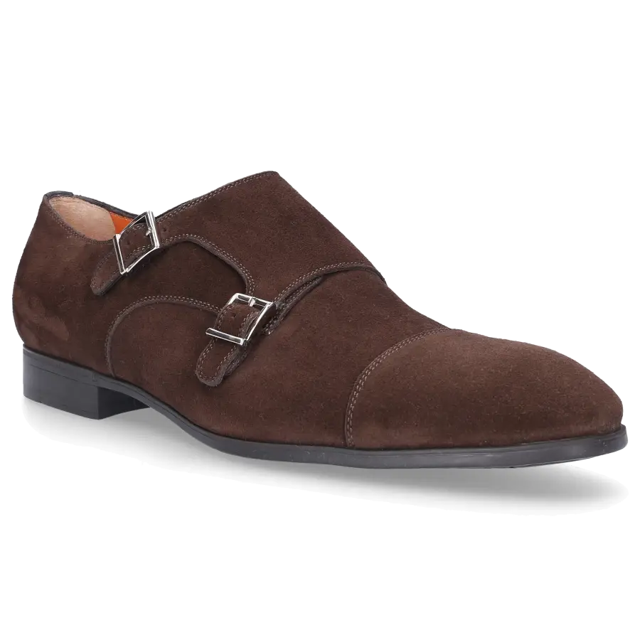 Santoni - Monk Schuhe 14549 Veloursleder - braun