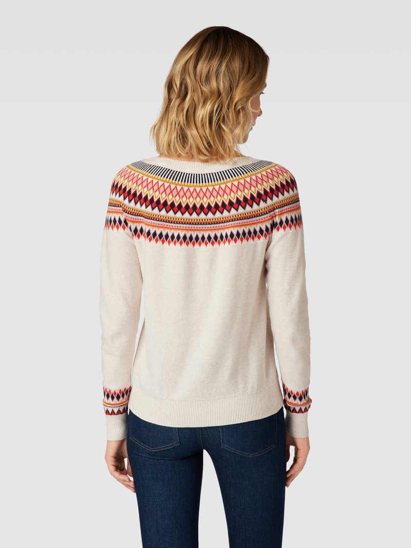 Strickpullover mit Zickzack-Muster in offwhite