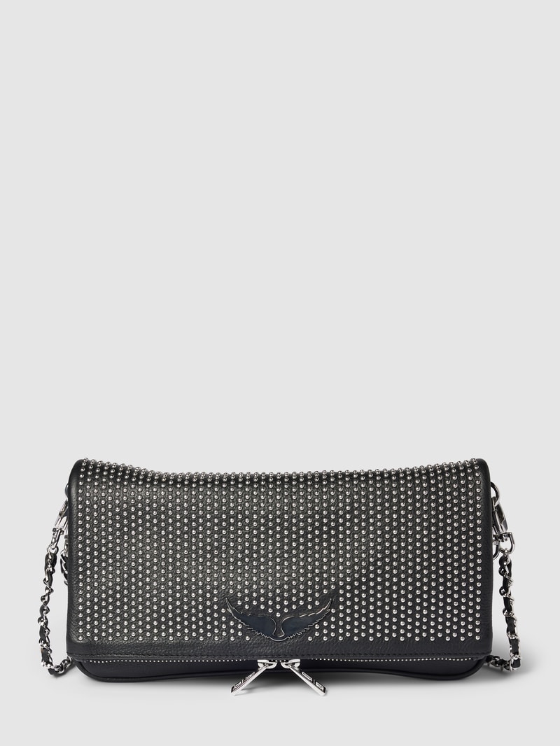 Pochette mit Ziersteinbesatz in schwarz