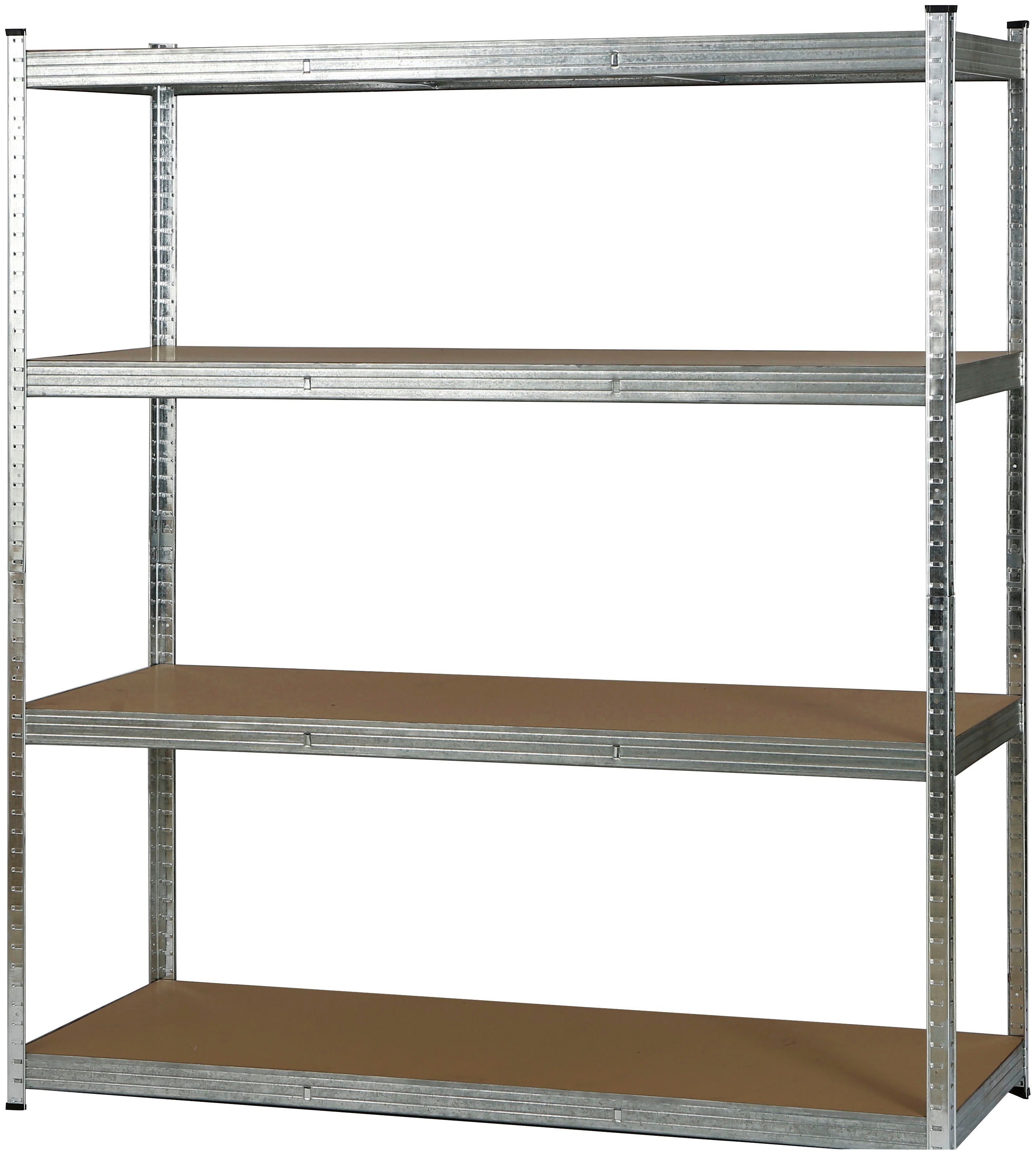SCHULTE Regalwelt Schwerlastregal Stecksystem-Schwerlastregal XXL, 4 MDF Böden 1800x1600x600 mm, verzinkt
