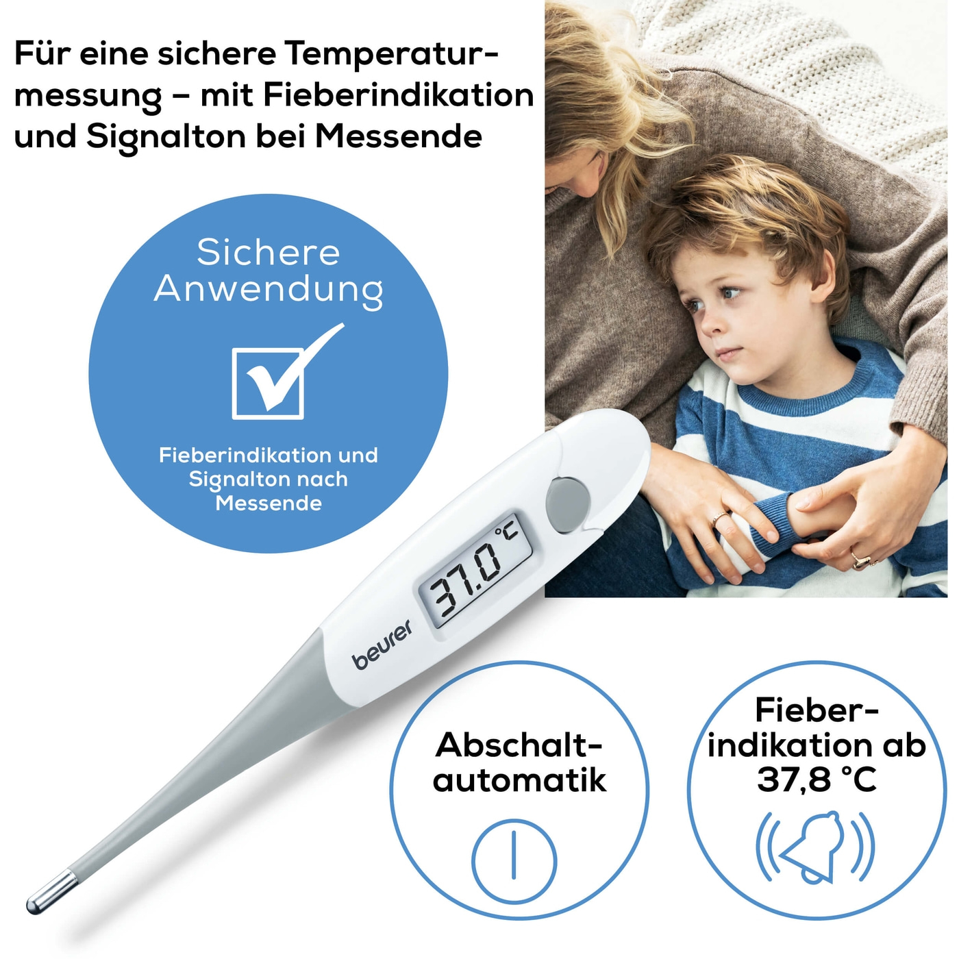 Beurer Express Thermometer FT 15/1-Fieberthermometer mit Kontakt-Messtechnik & kurzer Messzeit