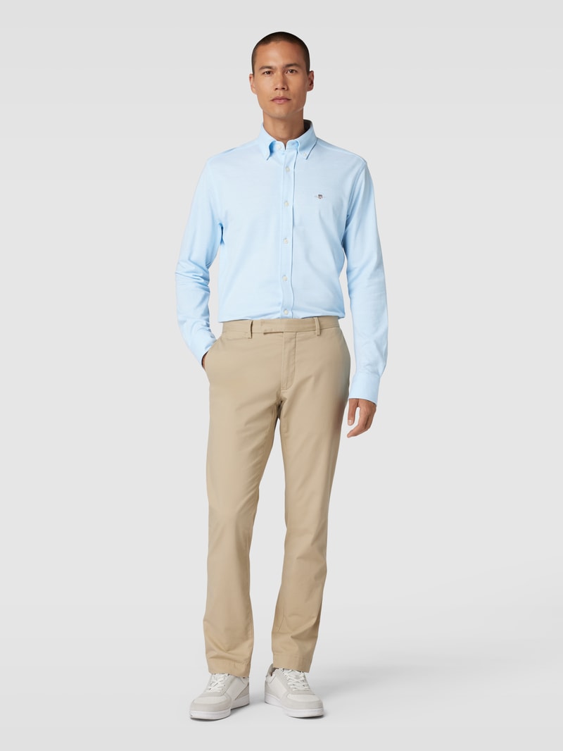 Regular Fit Freizeithemd mit Button-Down-Kragen Modell 'PIQUE' in bleu