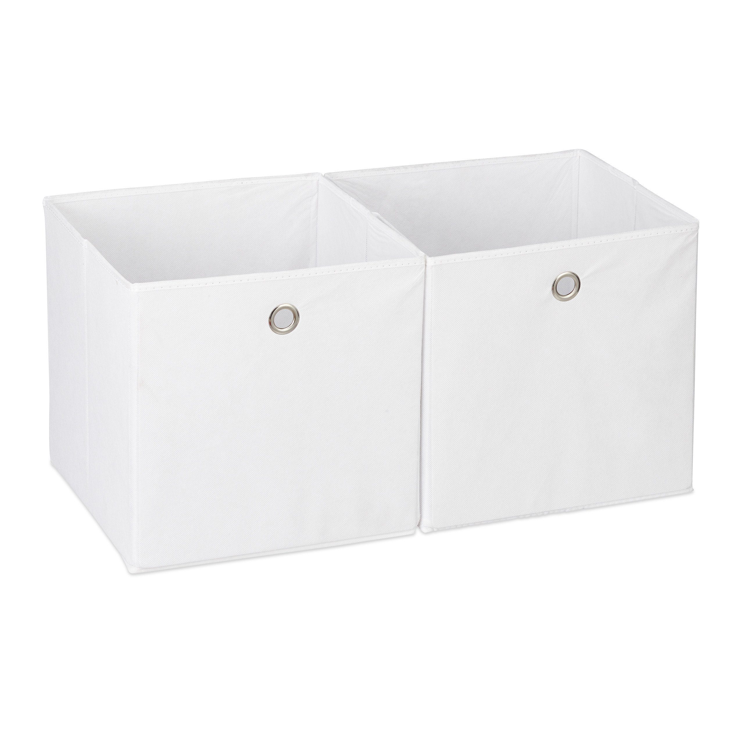 relaxdays Aufbewahrungsbox Aufbewahrungsbox Stoff im 2er Set, Weiß