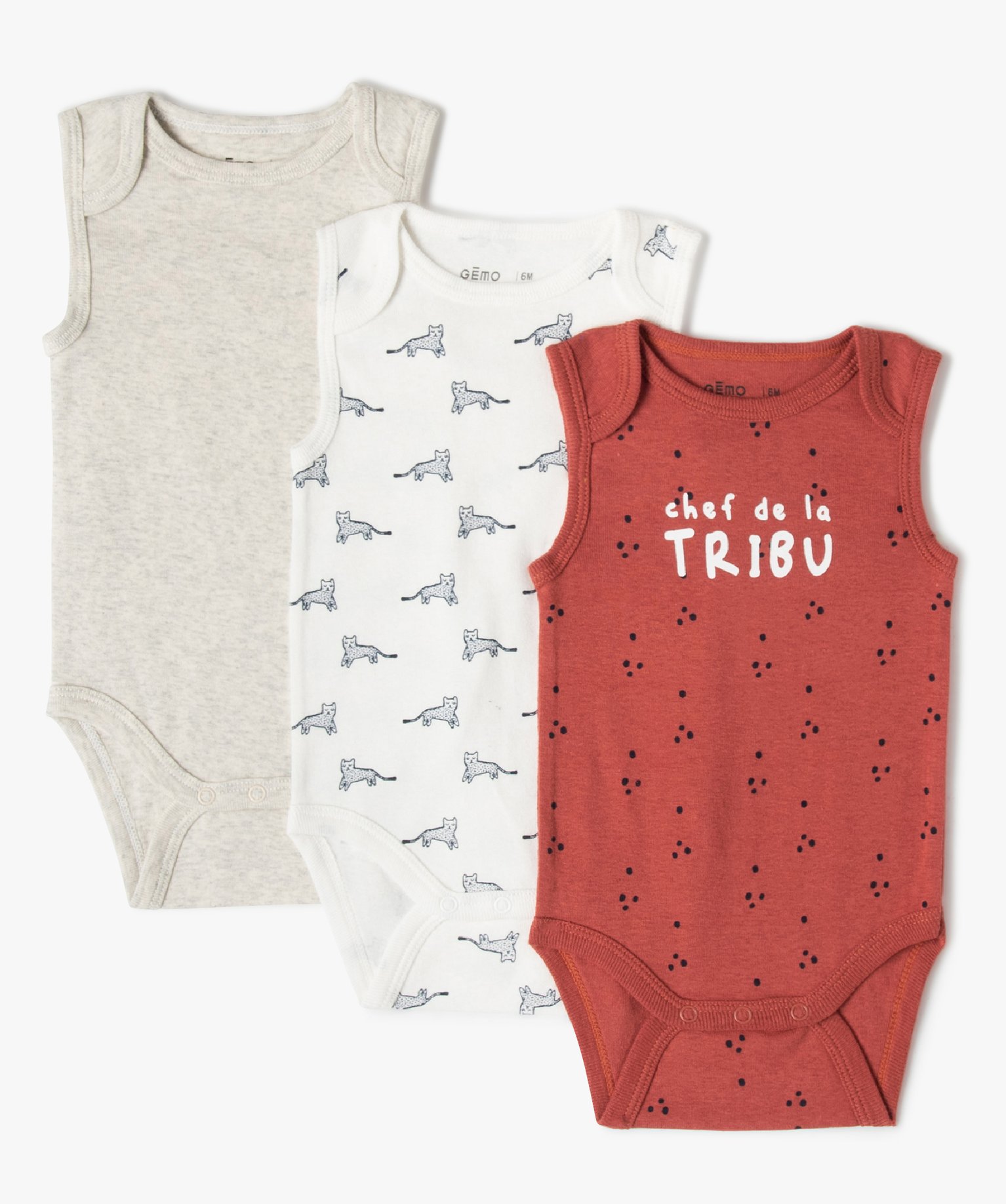 Body bébé sans manches encolure US 100% coton biologique (... marron | GEMO