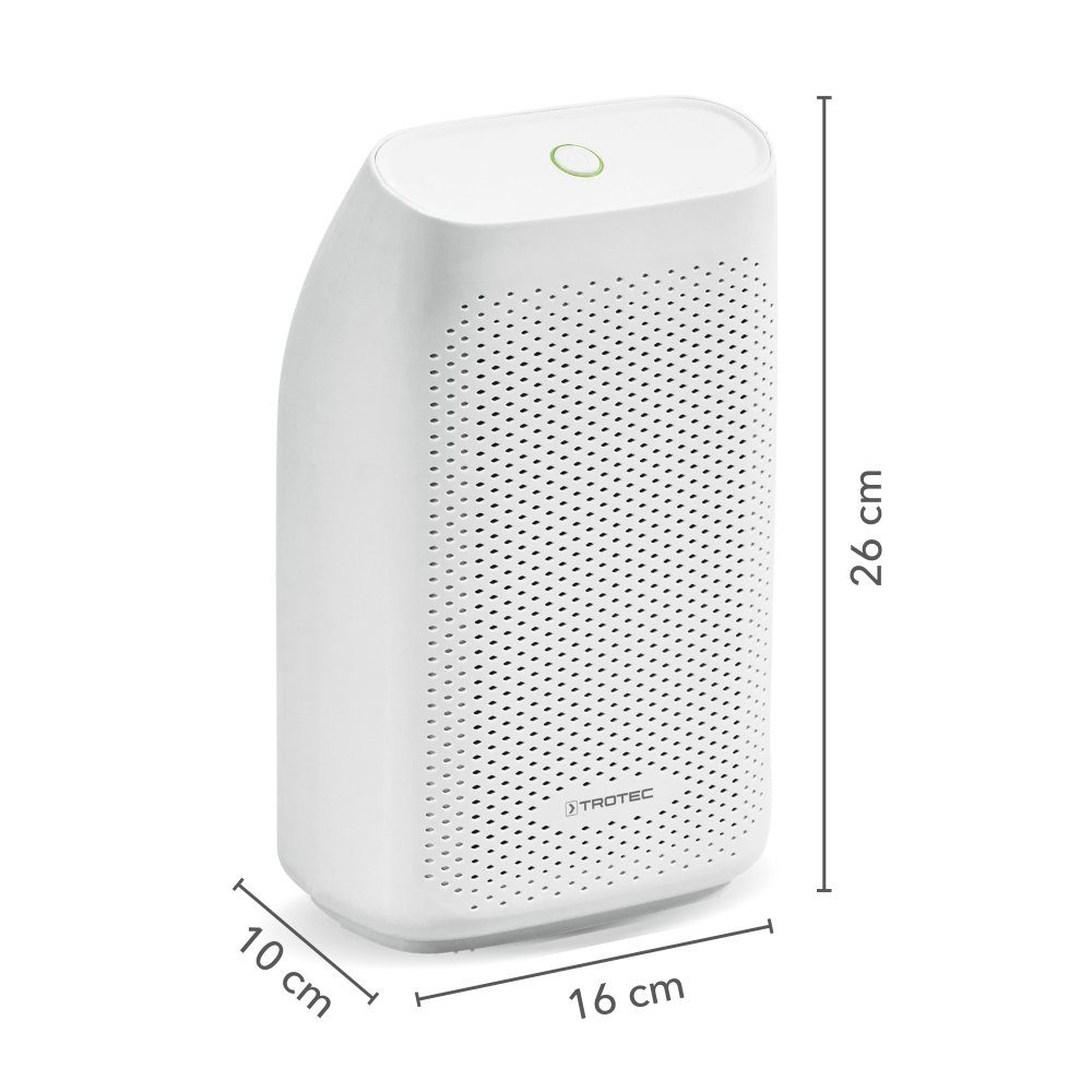 TROTEC Luftentfeuchter TTP 5 E, für 15 m³ Räume, Entfeuchtung 0,30 l/Tag, Tank 0,70 l, Peltier-Luftentfeuchter