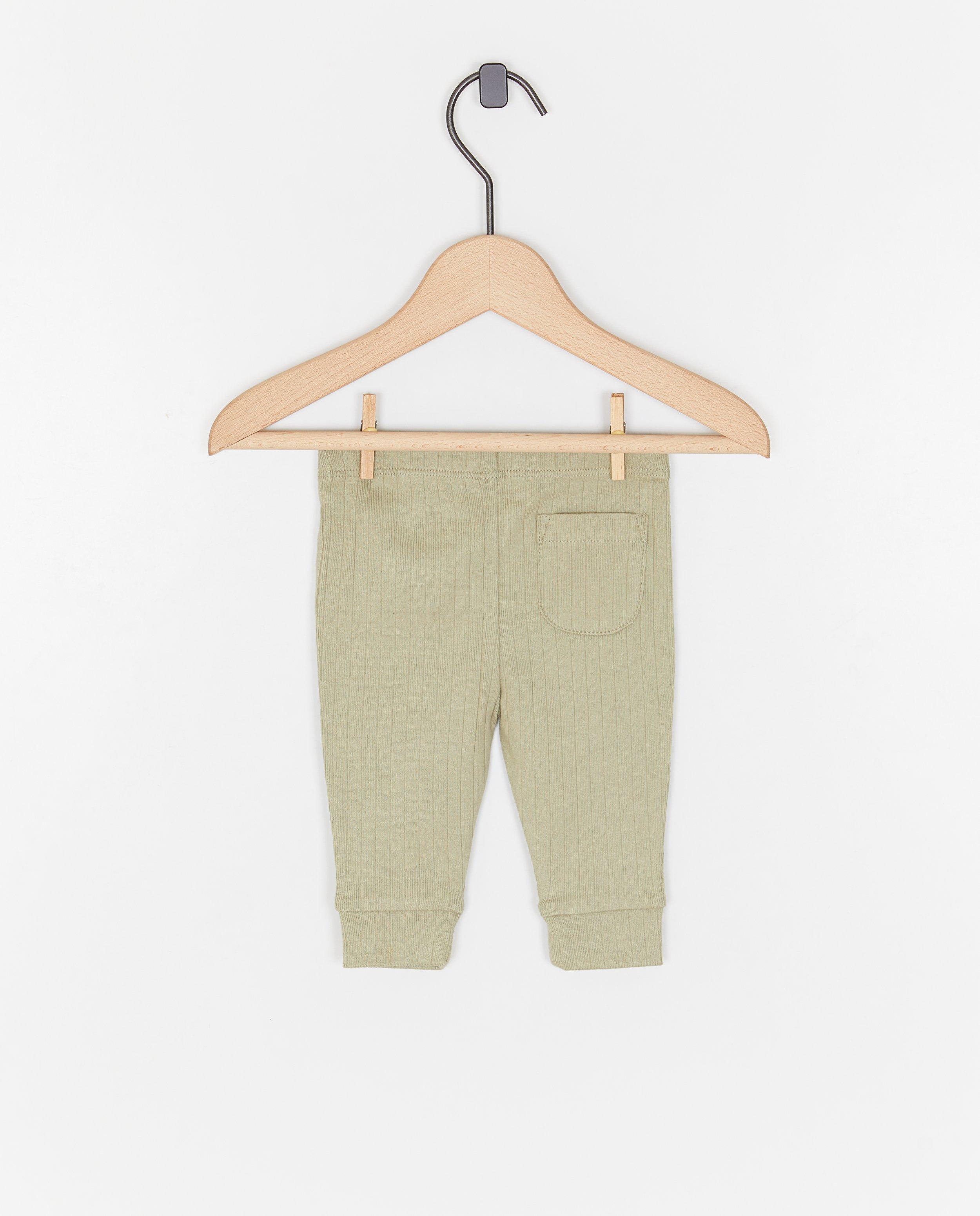 Pantaloni cu model cu nervuri fine, verde deschis, pentru nou-născuți 50-68