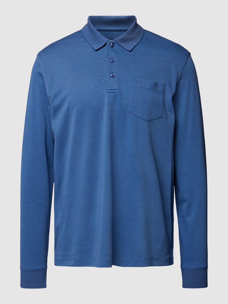 Poloshirt mit Brusttasche in metallic blau