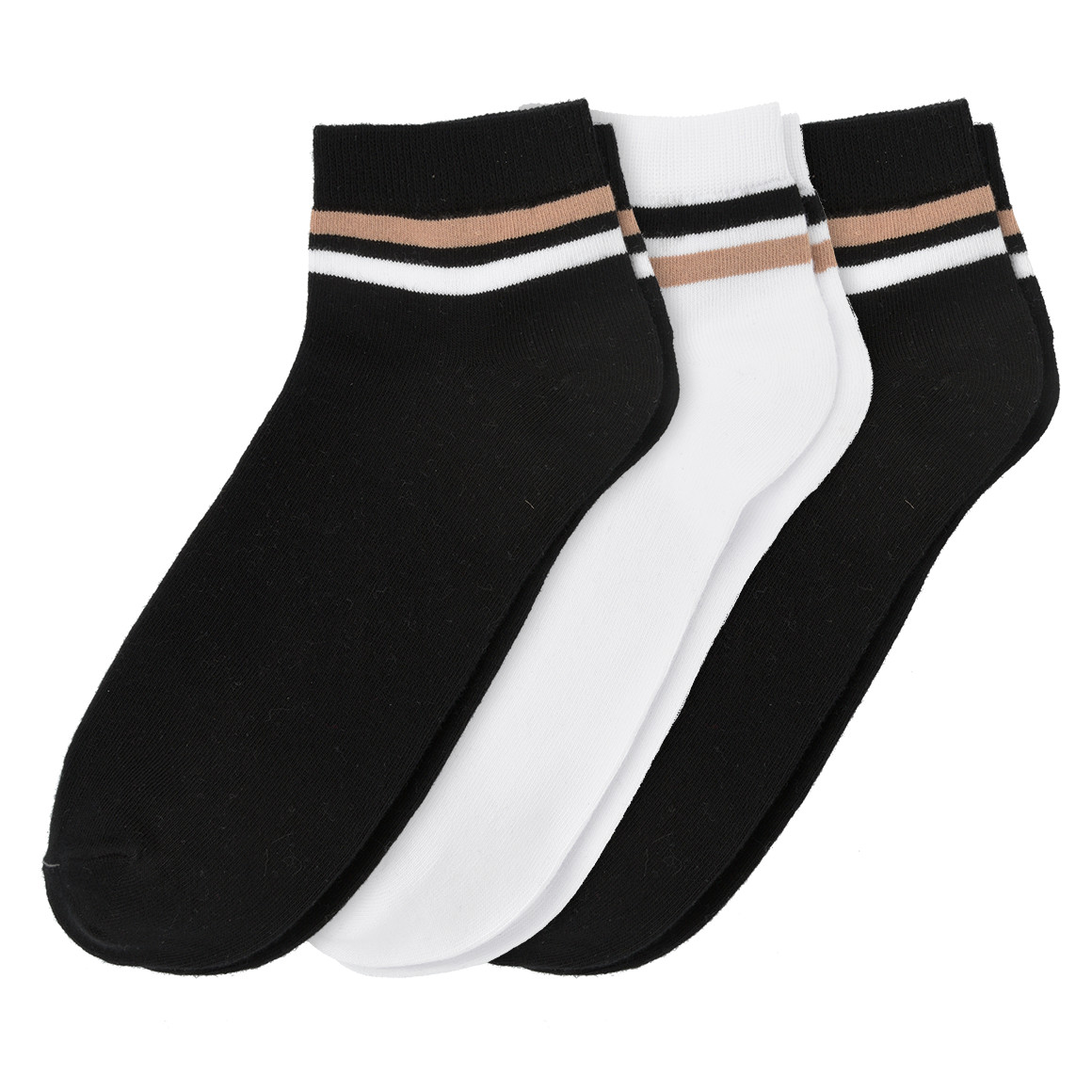 3 Paar Herren Sneaker-Socken mit Streifen