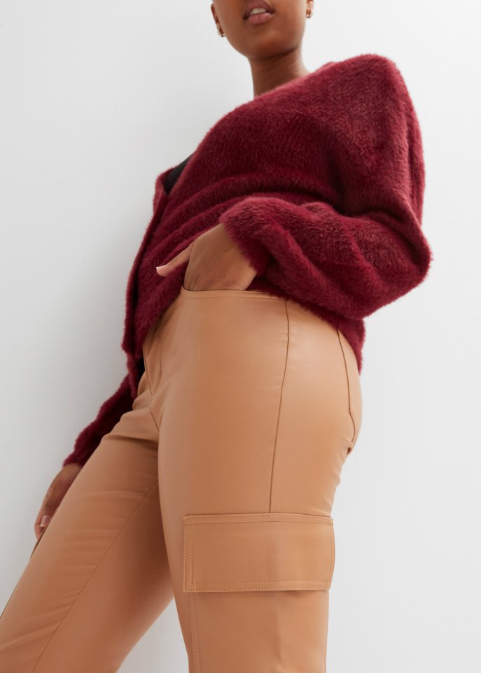 Cargohose aus Lederimitat, knöchelfrei