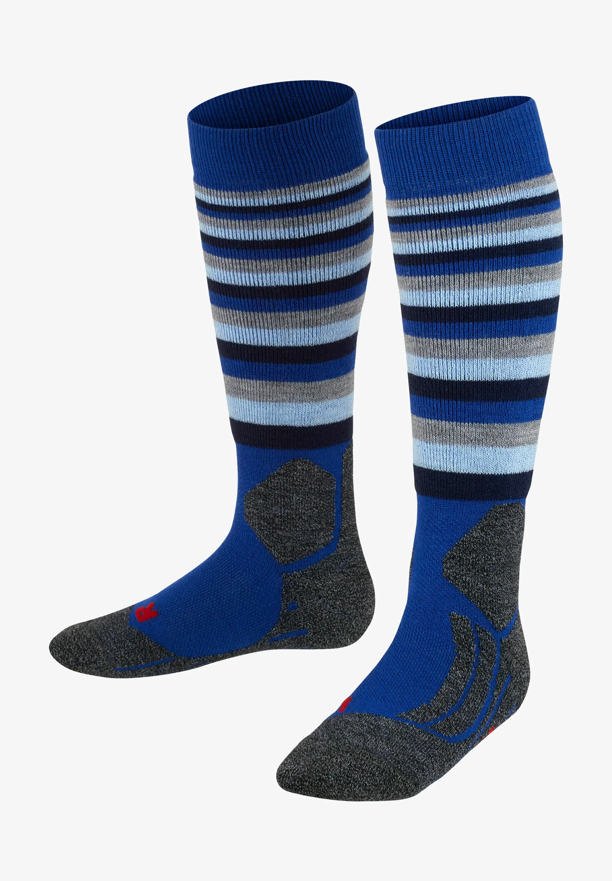 Calcetines deportivos funcionales Falke SK2 Stripes para niños, de esquí, de resistencia media, acolchados y antiampollas.