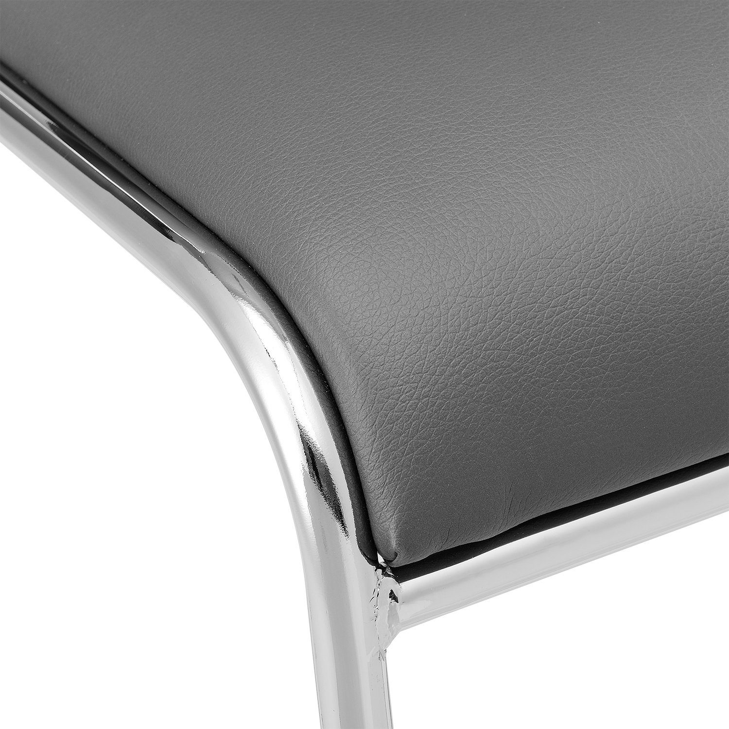 pro.tec Stapelstuhl, Office 4er Set stapelbar ergonomisch Kunstlederbezug Grau