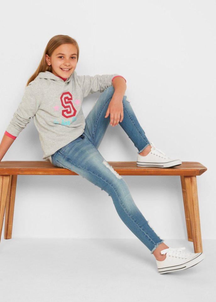 Mädchen Skinny-Jeans mit Used Effekt