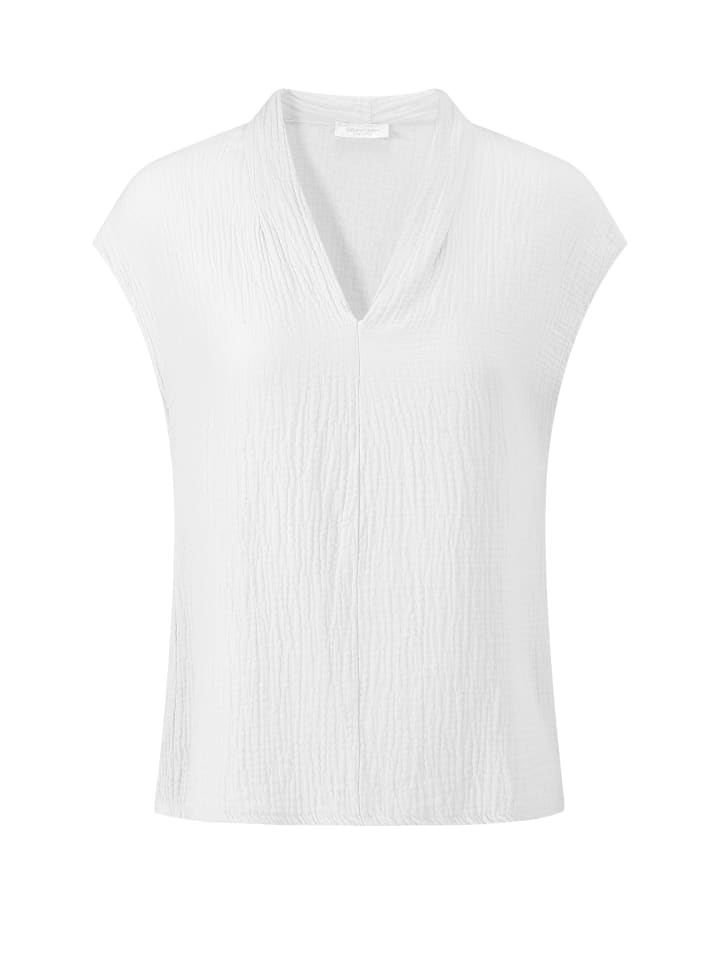 SASSYCLASSY Musselin Shirt mit V-Ausschnitt in Offwhite günstig kaufen