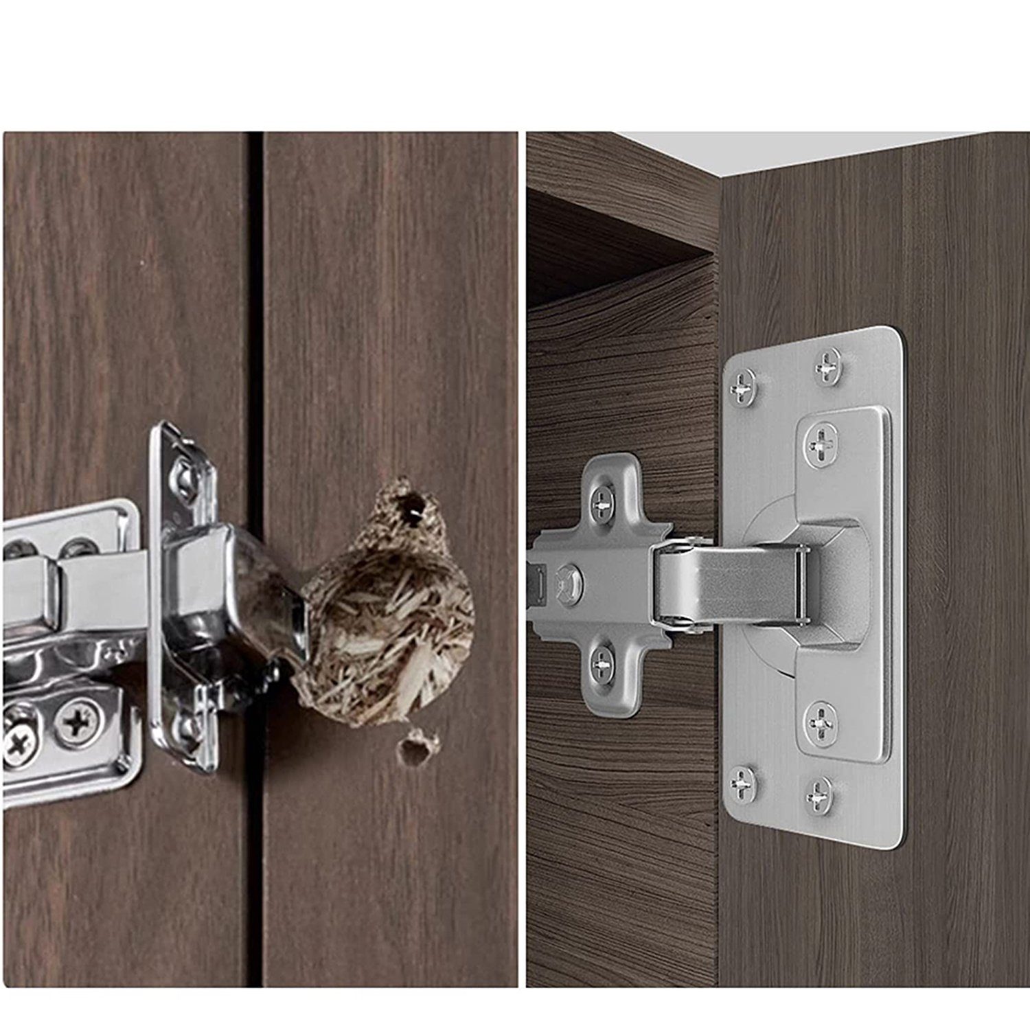 AKKEE Montagezubehör Schrank Scharnier Reparaturplatte Scharnier Reparaturplatte (4 Paar, 90*47mm), Scharnier reparaturset Geeignet für Schrank, Möbel, Schublade, Fenster