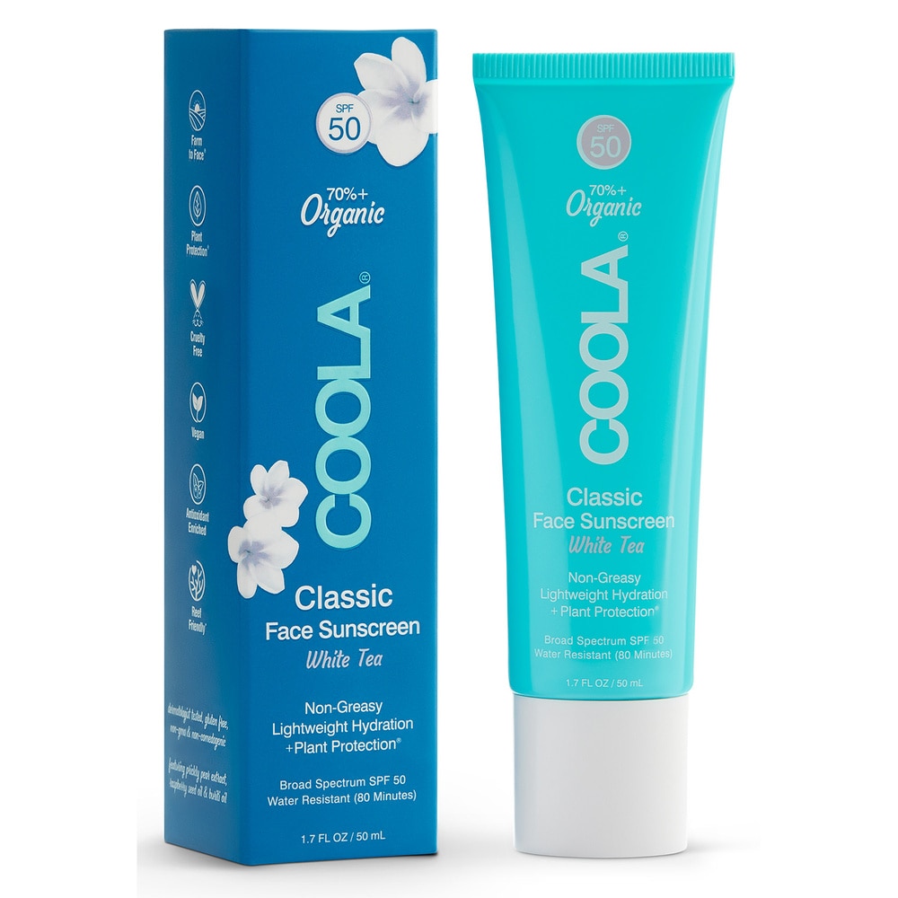 Coola Lotion Solaire Visage SPF50 au Thé Blanc Riche en ingrédients naturels hydratants
