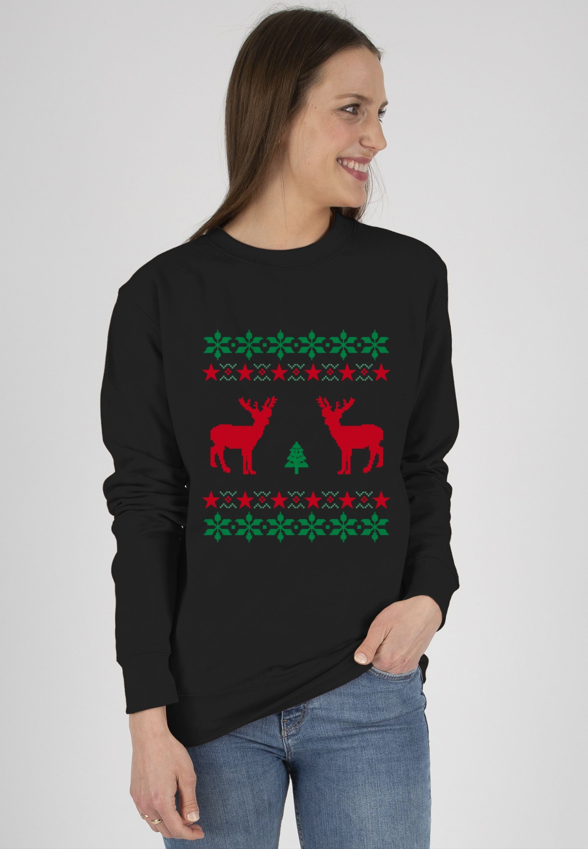 Shirtracer Sweatshirt Norweger Pixel Rentier Weihnachten (1-tlg) Weihachten Kleidung