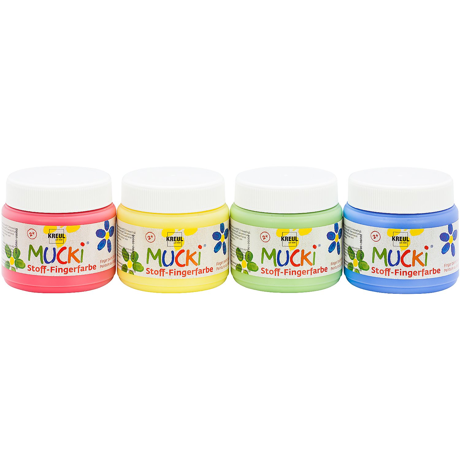 Mucki Stoff-Fingerfarben, 4x 150 ml