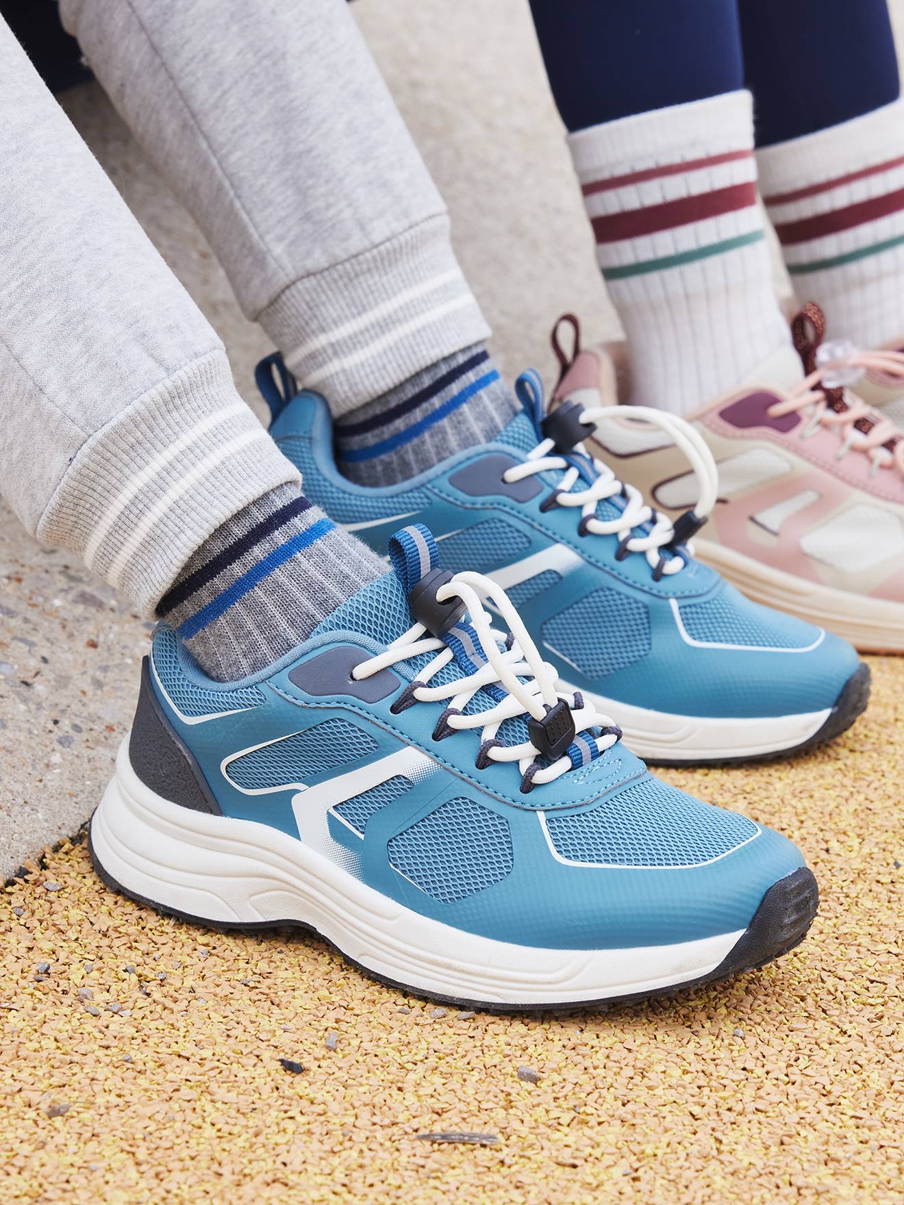Baskets sport élastiquées enfant semelle épaisse bleu