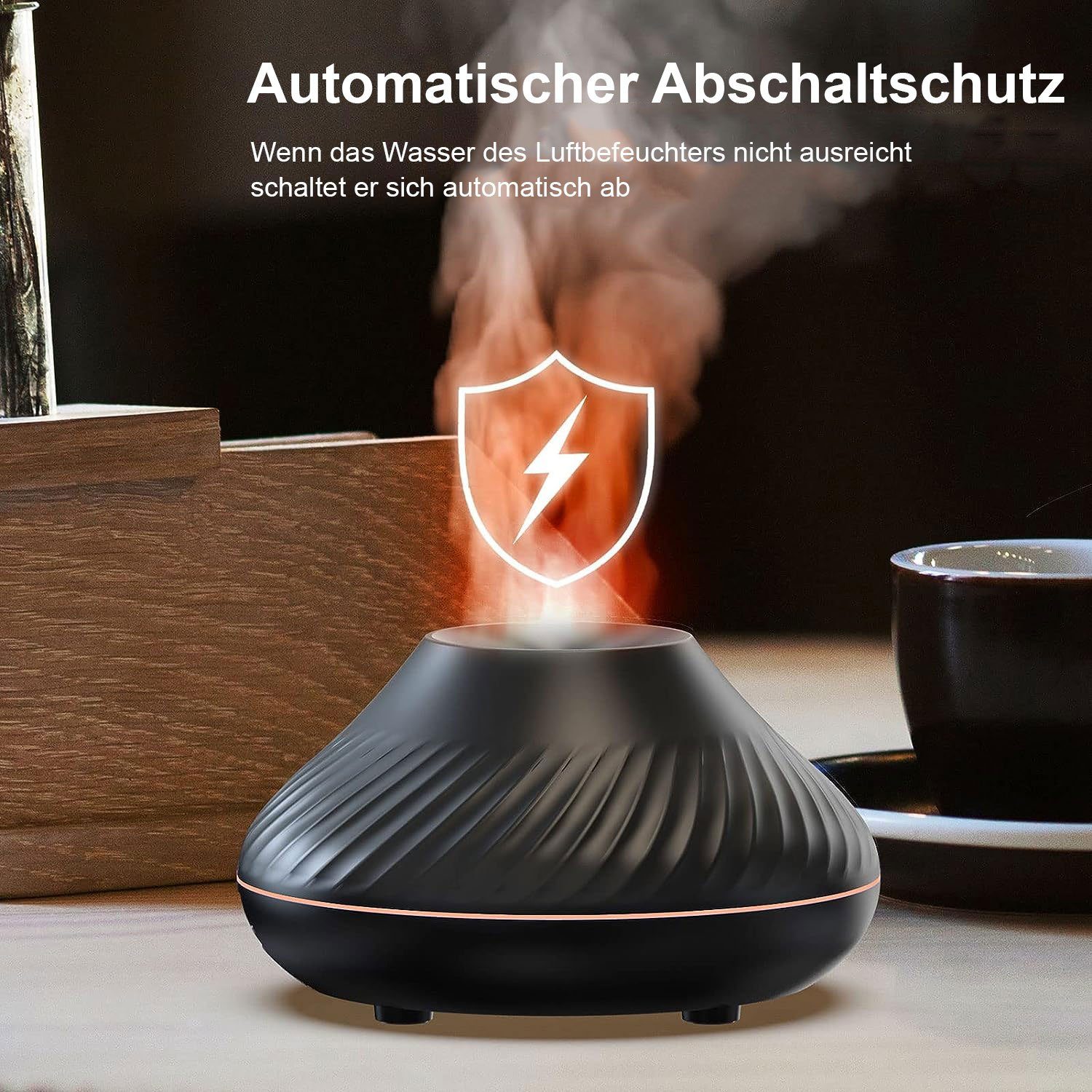 Sarfly Luftbefeuchter Flammen Aroma Diffuser, Ätherische Öle Diffuser 7-farbigem Nachtlicht