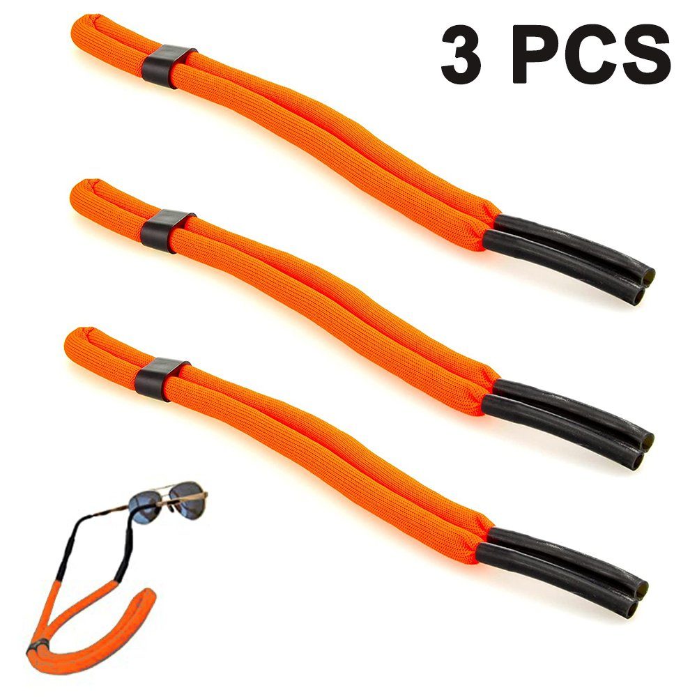Devenirriche Brillenband 3PCS Schwimmfähiges Brillenband–Sportbrillenbänder Wassersport orange