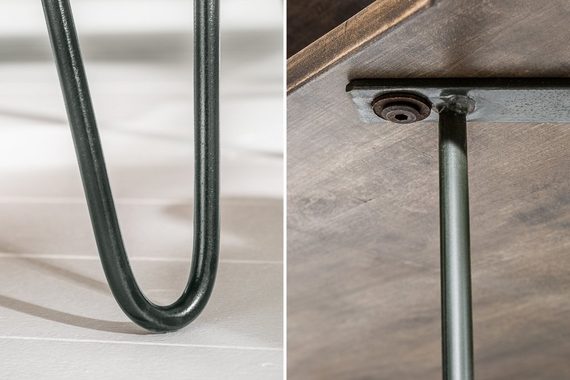 riess-ambiente Couchtisch SCORPION 100cm grau, Wohnzimmer · Massivholz · Metall · eckig · Hairpin Legs · Retro