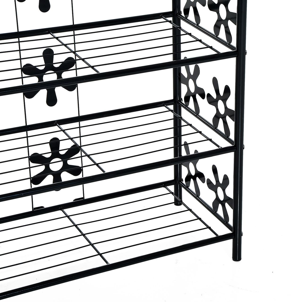 HOMCOM Pflanzenregal Blumenregal Pflanzentreppe Standregal Ständer 4 Etagen Metall Schwarz 59,5 x 30 x 92 cm