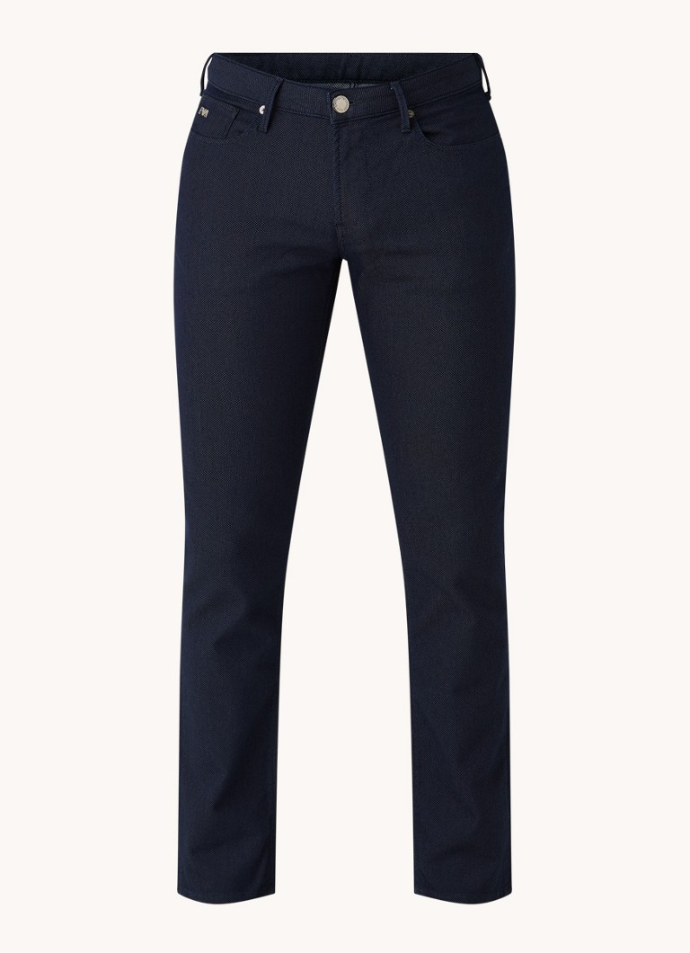 Calça jeans Emporio Armani Slim fit com micro design e elasticidade.