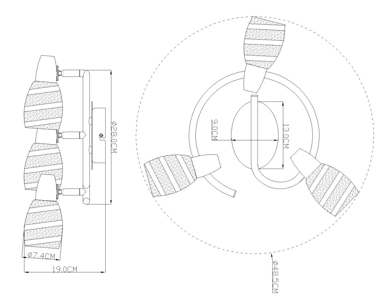 Globo Lighting - ROY - Strahler Metall verchromt, 3x E14