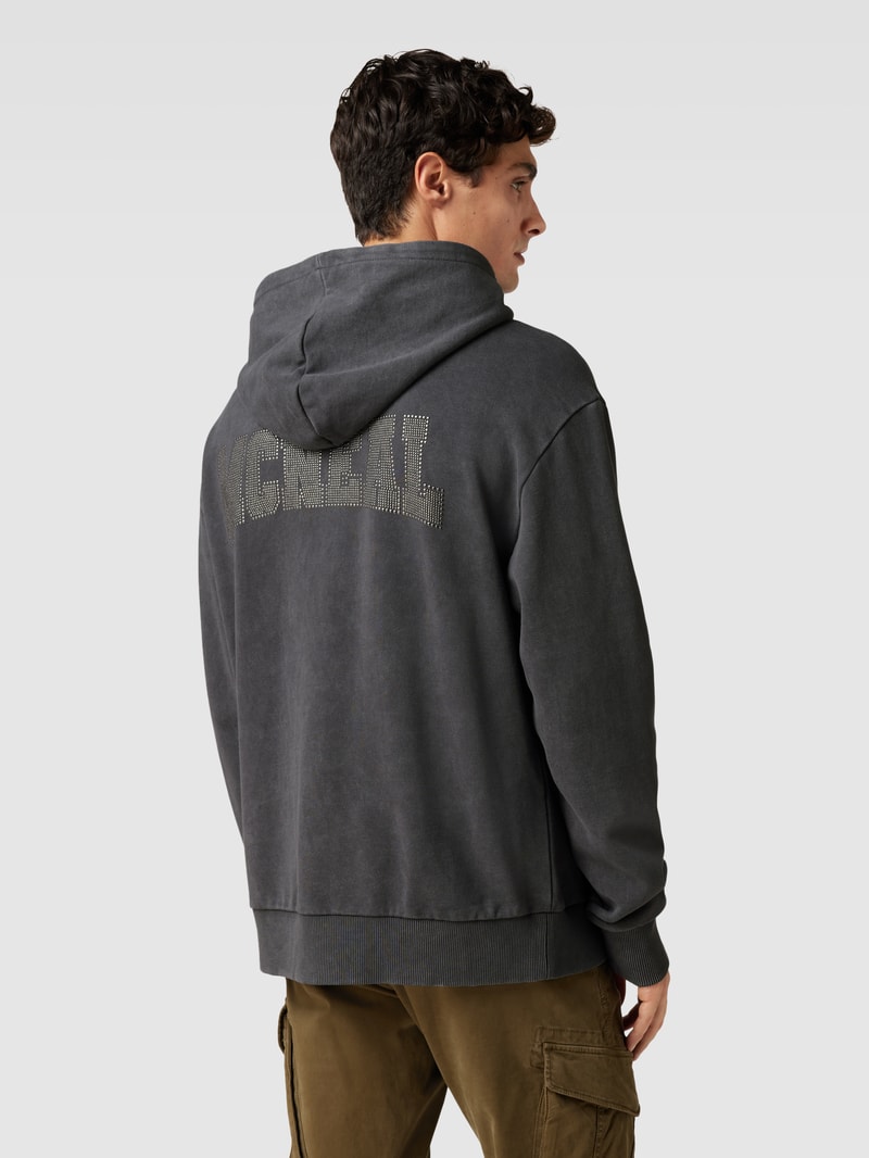 Sweatjacke mit Label-Detail in dunkelgrau