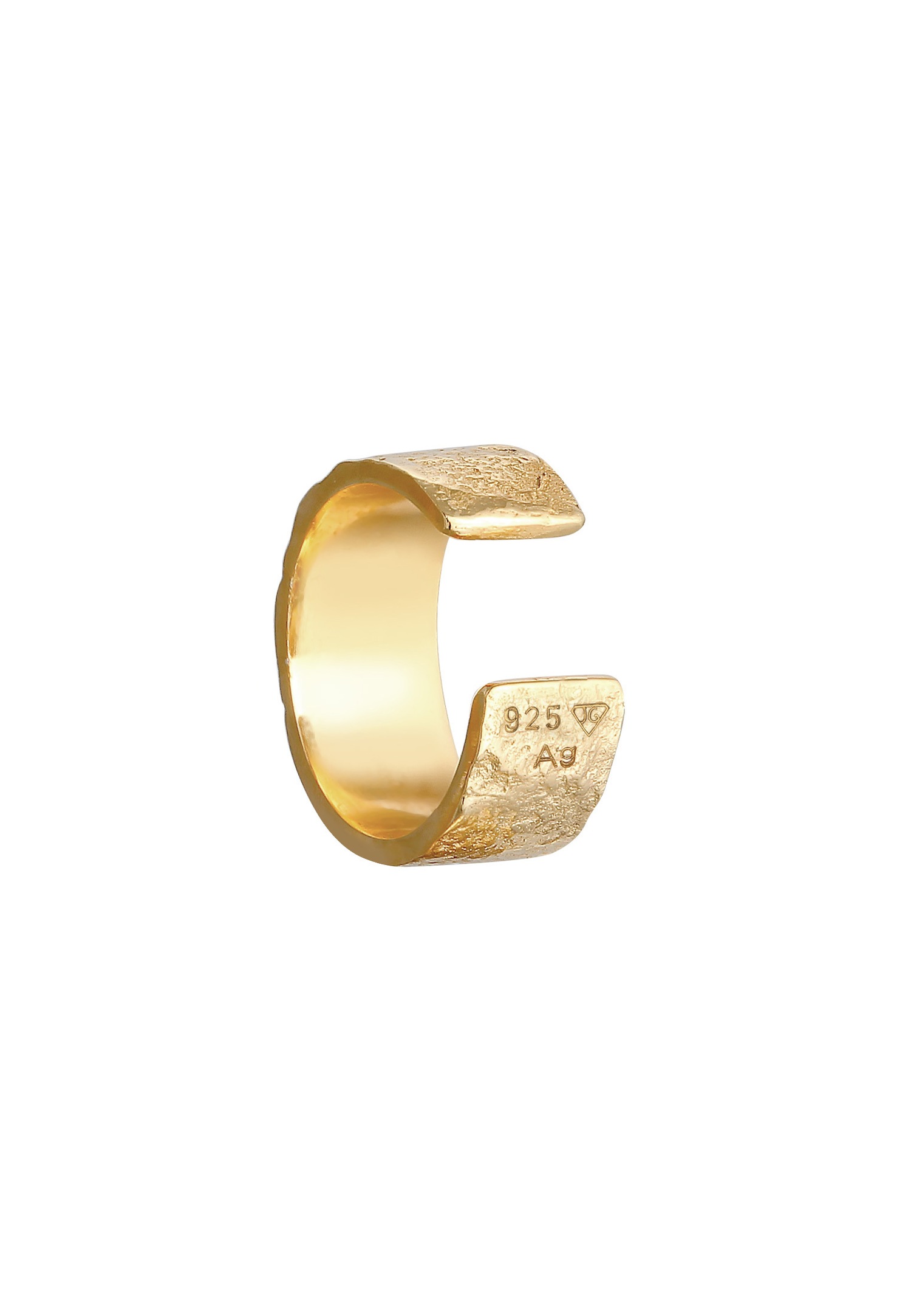 Manchette d'oreille Elli pour femme, grande taille, martelée, argent sterling 925