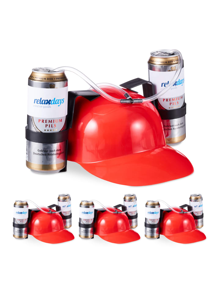 relaxdays 4x Party-Trinkhelm in Rot günstig kaufen onesize