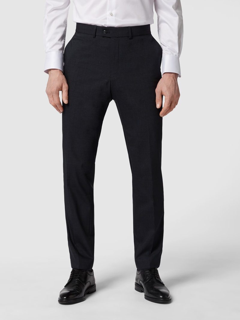 Regular Fit Hose aus Schurwoll-Mix mit Stretch-Anteil Modell 'Enrico' in anthrazit meliert