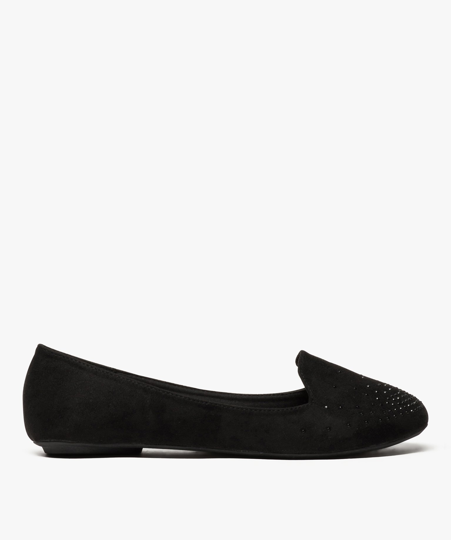 Ballerines femme style slippers unies avec strass noir | GEMO