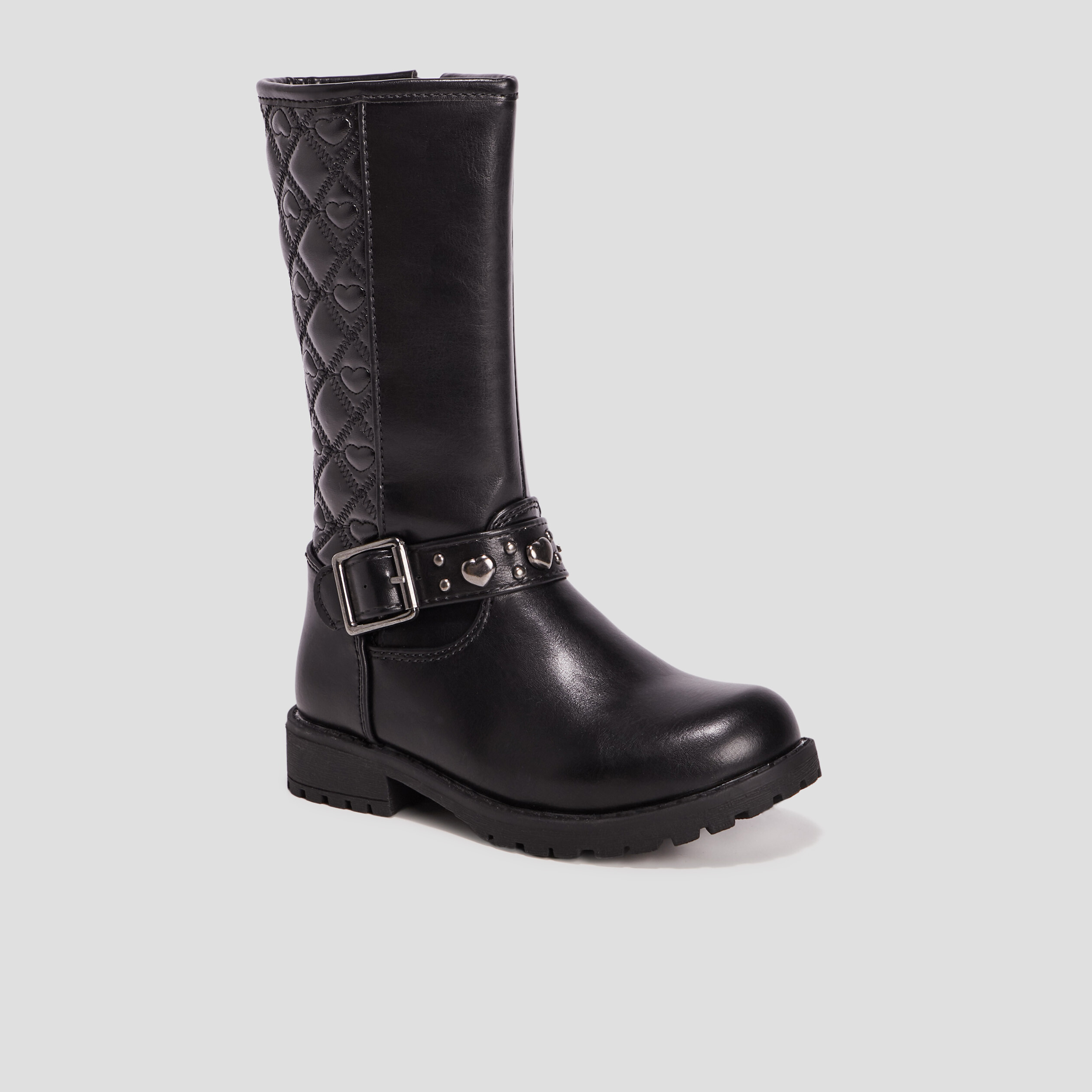 Bottes zippées matelassées noir fille | La Halle