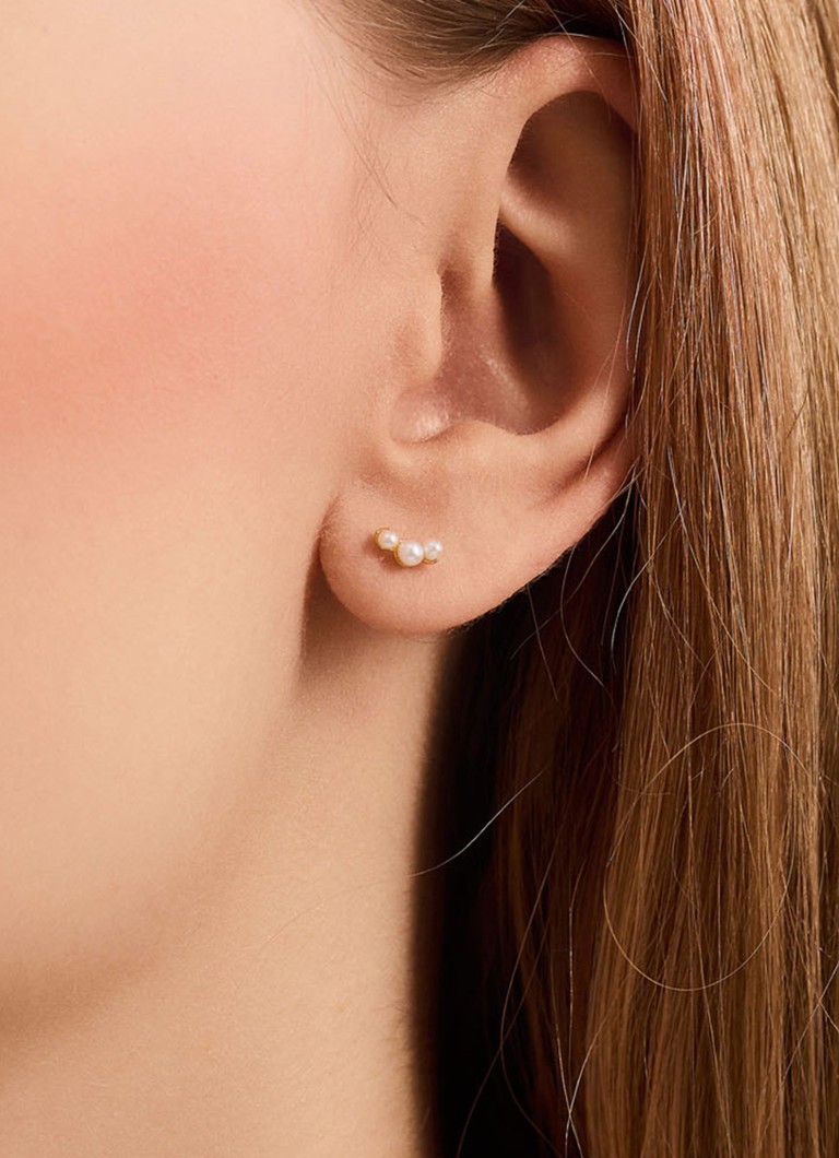Boucles d'oreilles puces plaquées or Pernille Corydon Ocean Pearl