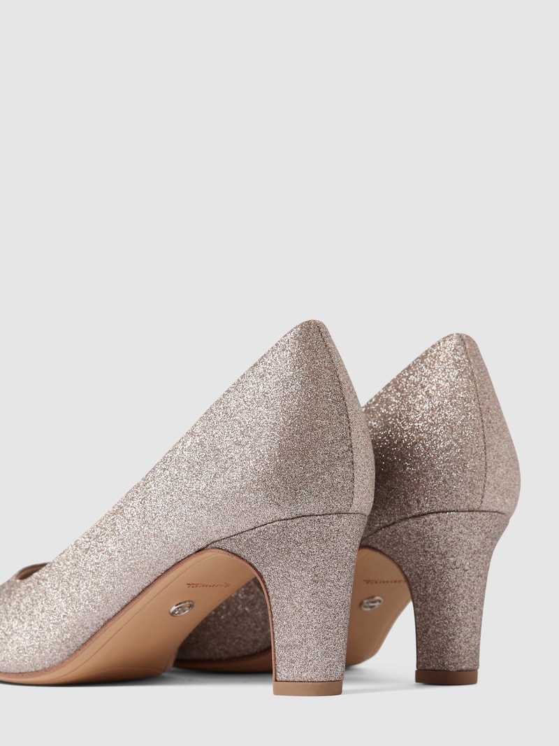Pumps in Glitzer-Optik in rose gold
