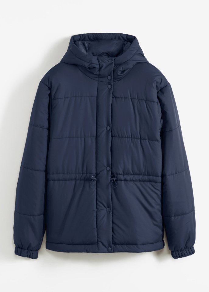 Verkürzte Steppjacke mit Kapuze und Taillenregulierung
