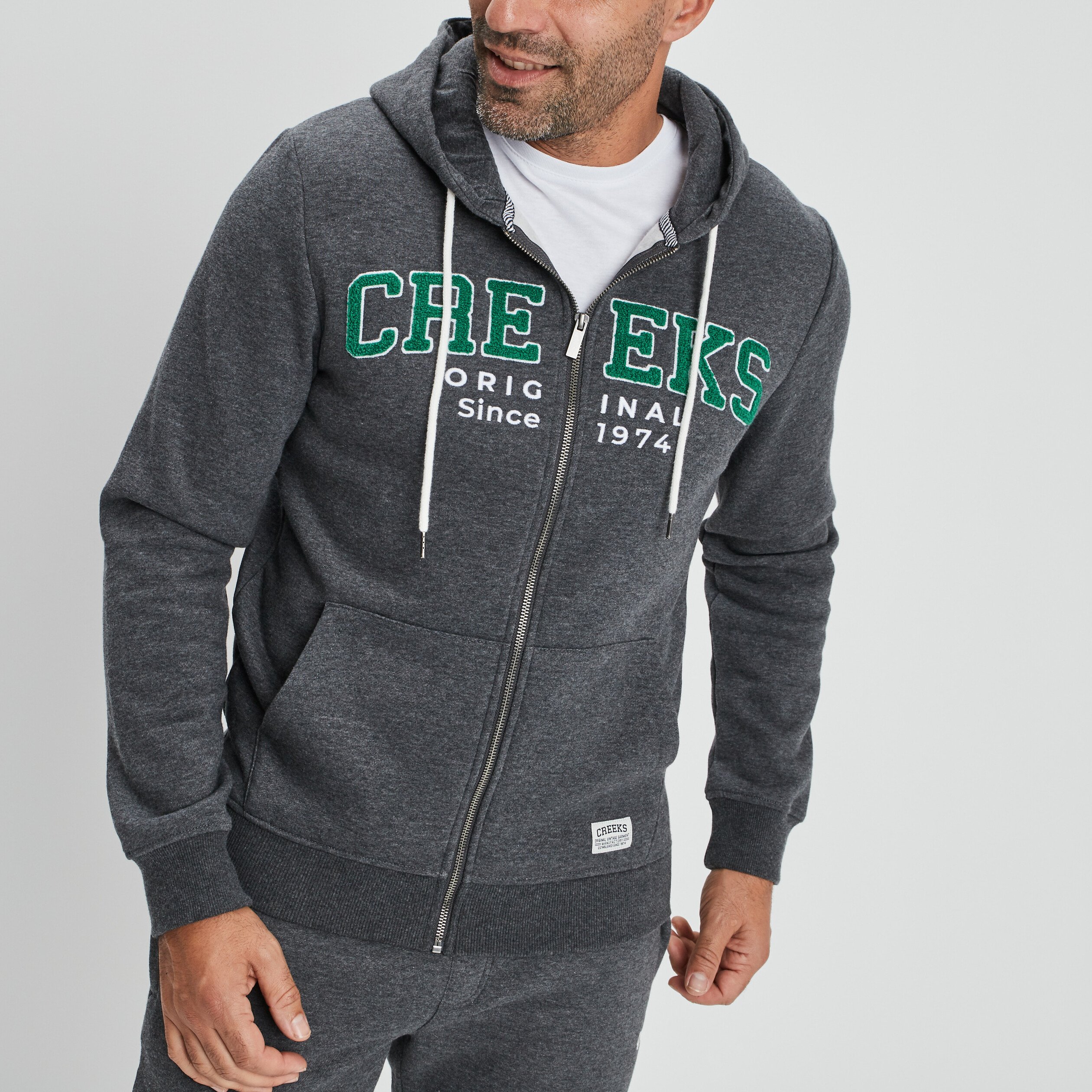 Sweat zippé à capuche Creeks gris foncé homme | La Halle