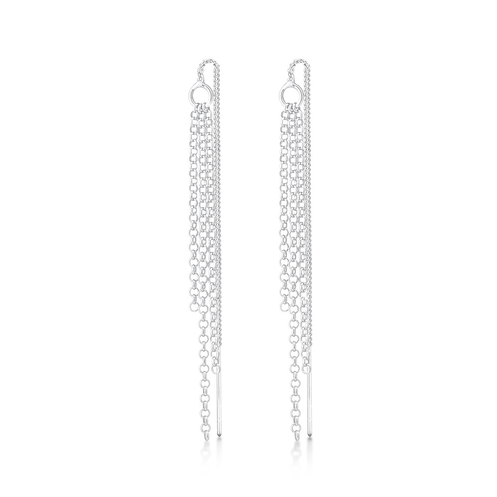Elli Elli Boucles d'Oreilles Femmes Pendentif d'oreilles Chaînes Traversante en Argent Boucles d'oreilles