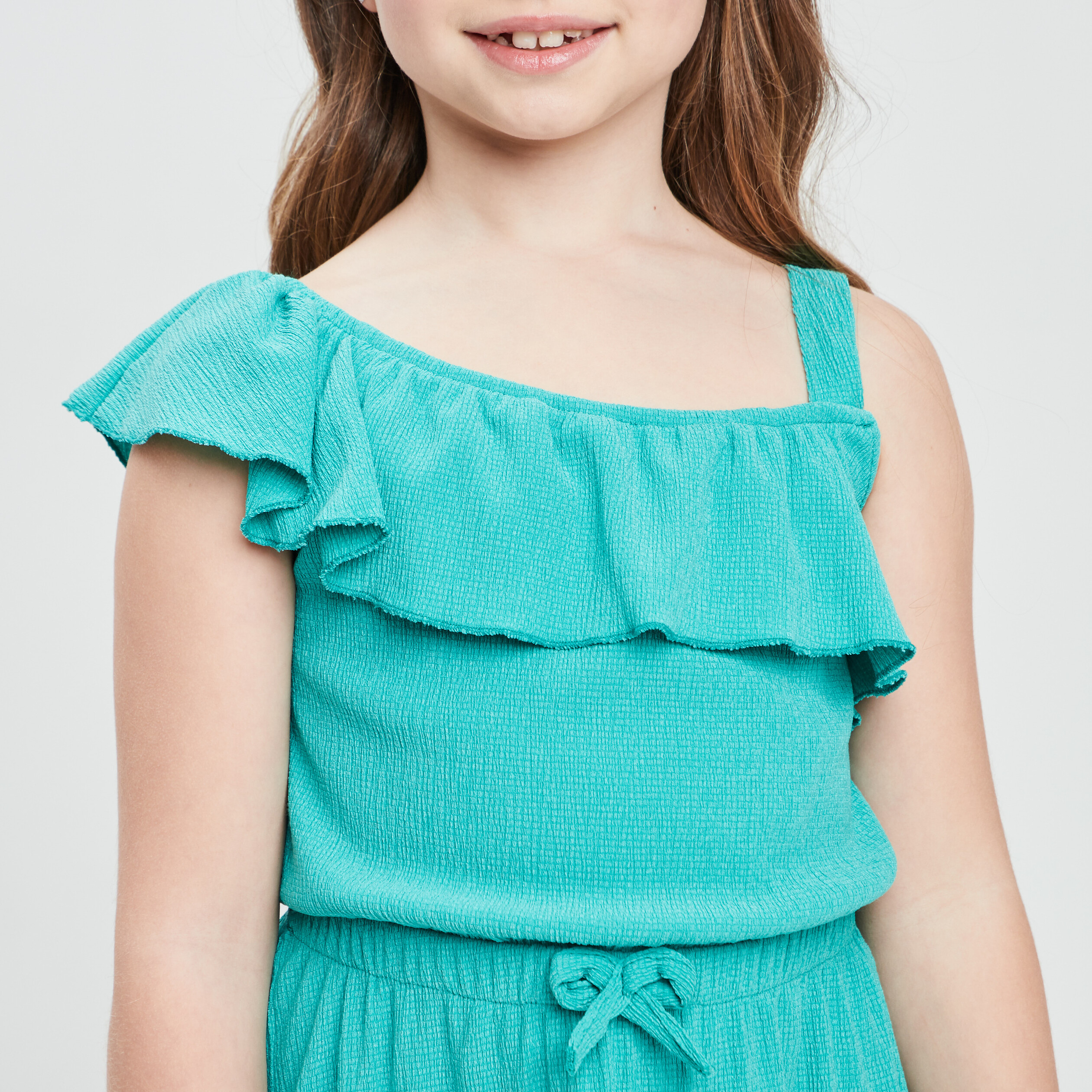 Robe évasée asymétrique vert émeraude fille | La Halle