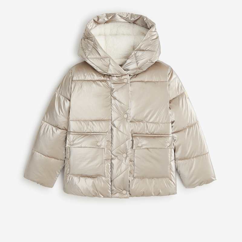 Doudoune courte or fille doublée en sherpa jaune Catimini