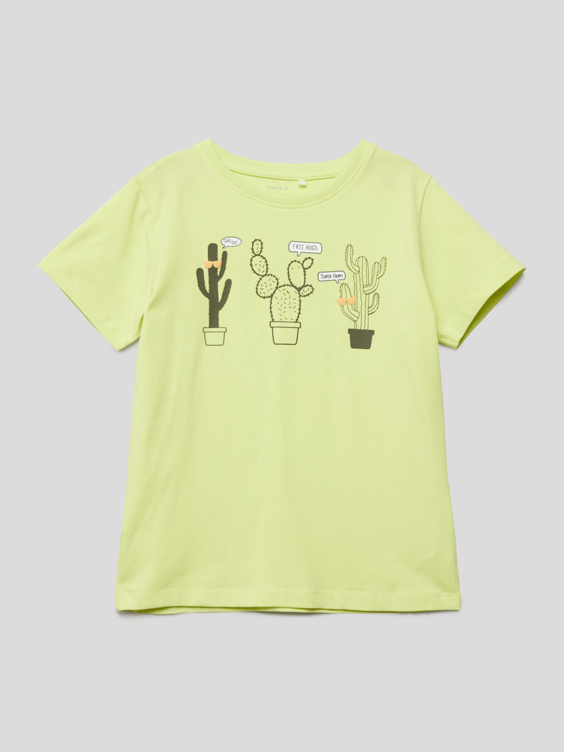 T-Shirt mit Motiv-Print in hellgelb