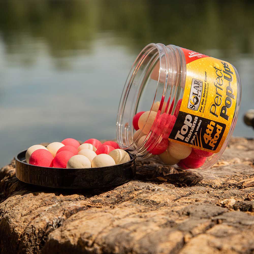 Karpe flydende boilies solcelledrevne pink og hvid top banan pop-ups