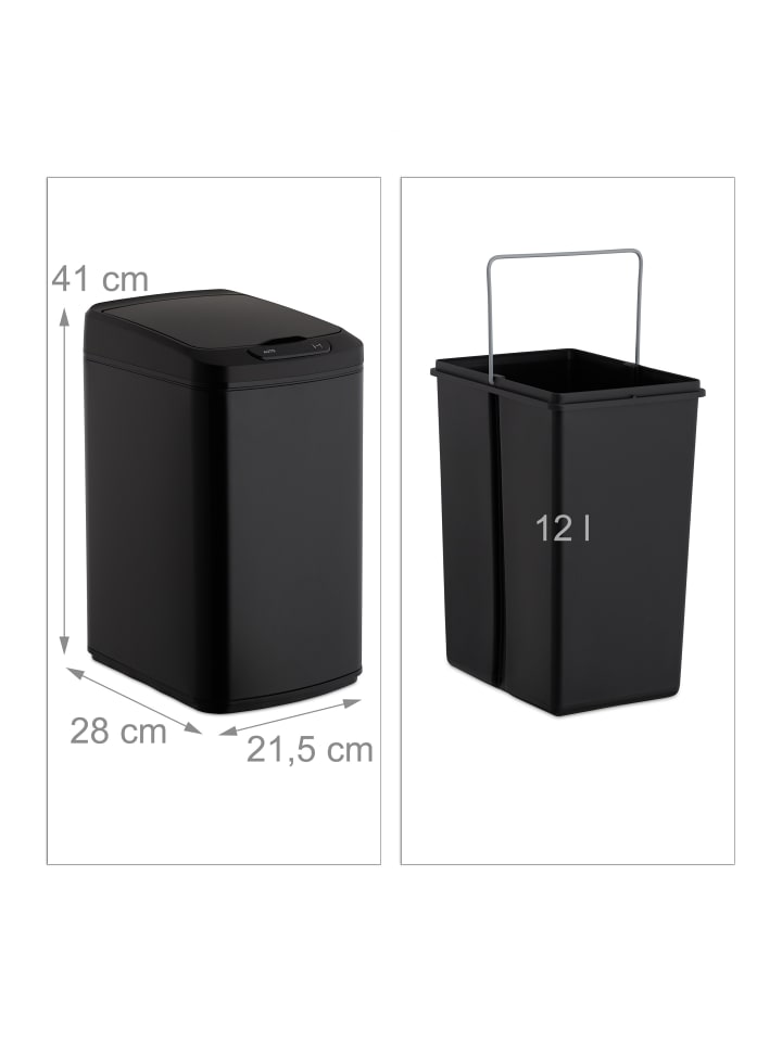 relaxdays Sensor Mülleimer in Schwarz - 12 l günstig kaufen onesize