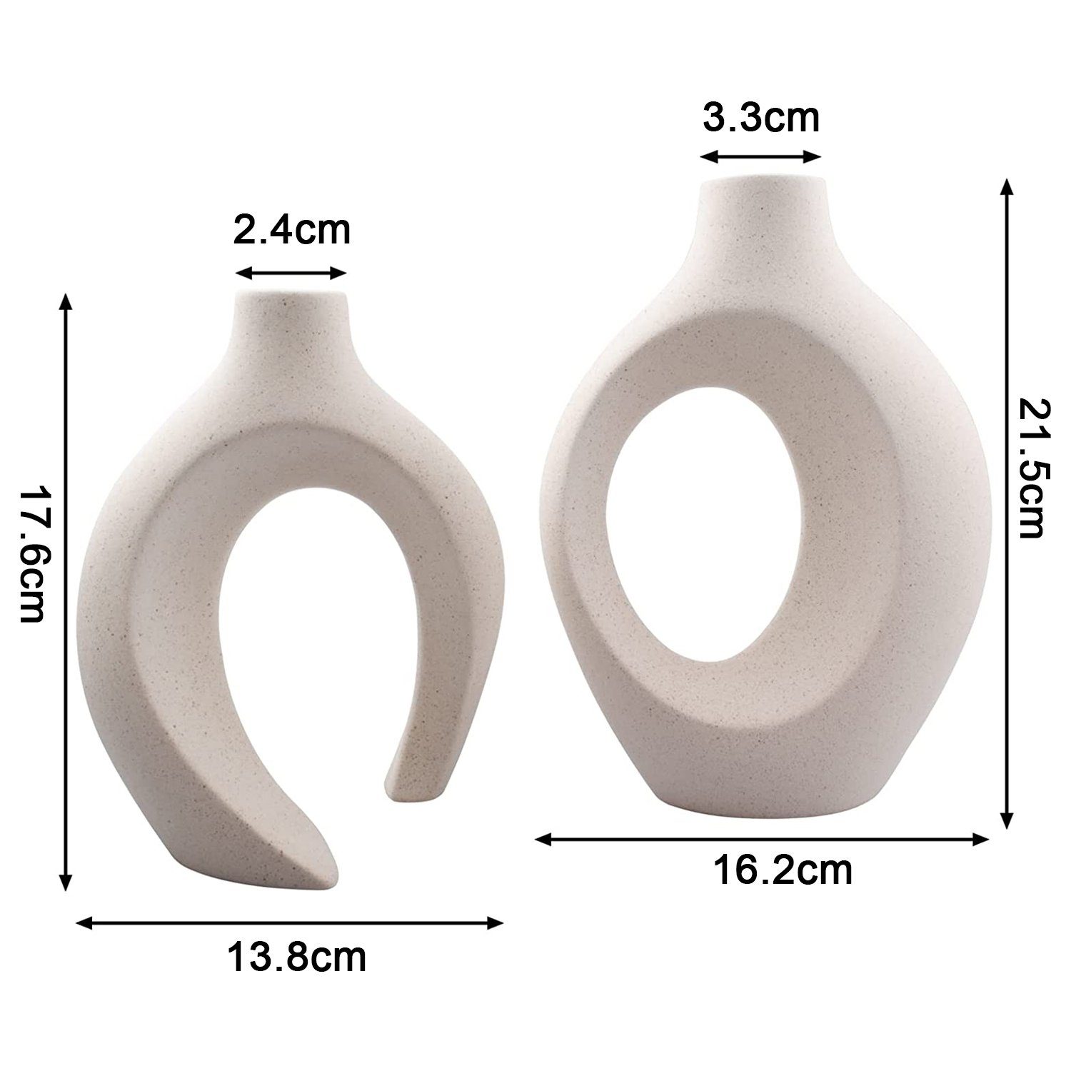Vicbuy Dekovase 2er Keramik Vase, Pampasgras Vasen matt (Handgefertigte Getrocknete Blumenbehälter, Boho Blumenpflanzenbehälter, Kunsthandwerk Ornamente, Wohnkultur, für Haus), Büro, Geschenk für Hochzeit, Weihnachten