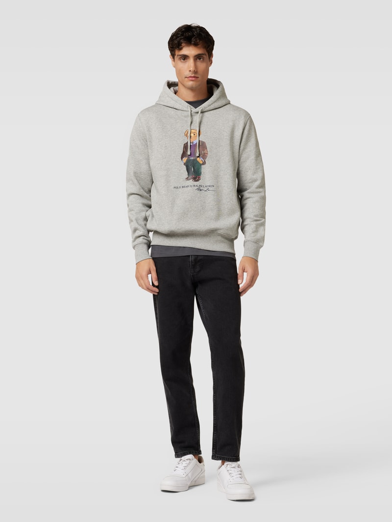 Hoodie mit Label-Print in hellgrau