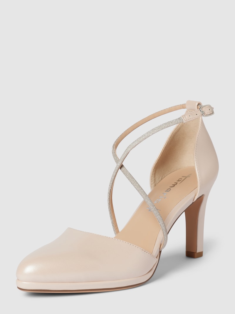 Pumps mit gekreuzten Riemchen in weiß