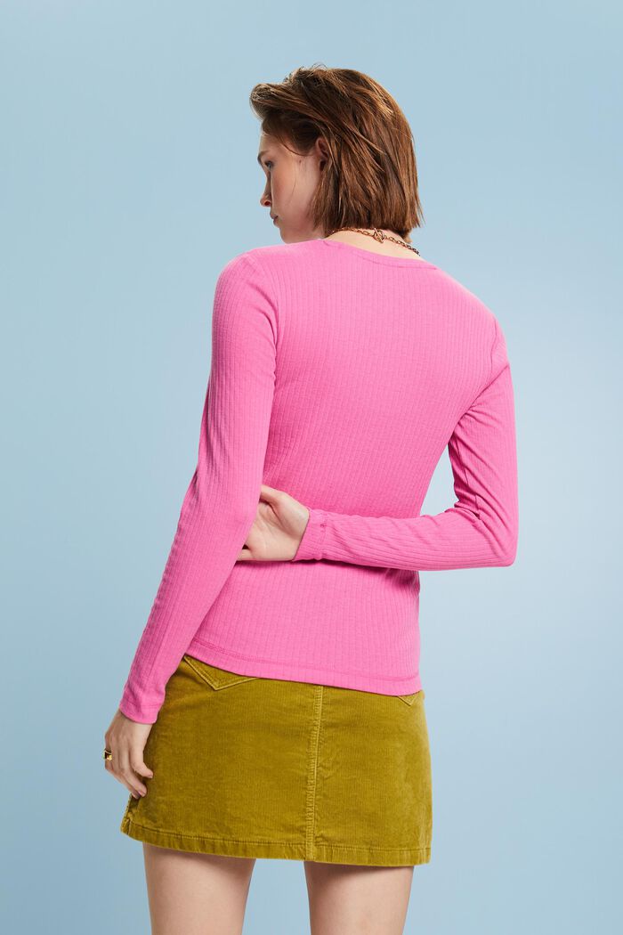 Pointelle-T-Shirt mit weitem Rundhalsausschnitt