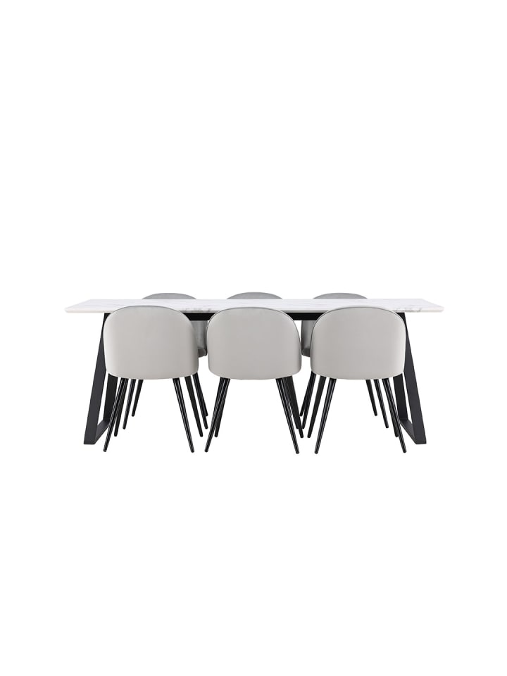 ebuy24 Essgruppe Malaga (7-teilig) Grau 200 x 90 cm günstig kaufen onesize